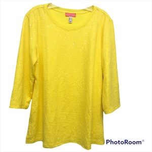 Isaac Mizrahi Live Yellow Sequin Tunic NWT Misses size M
